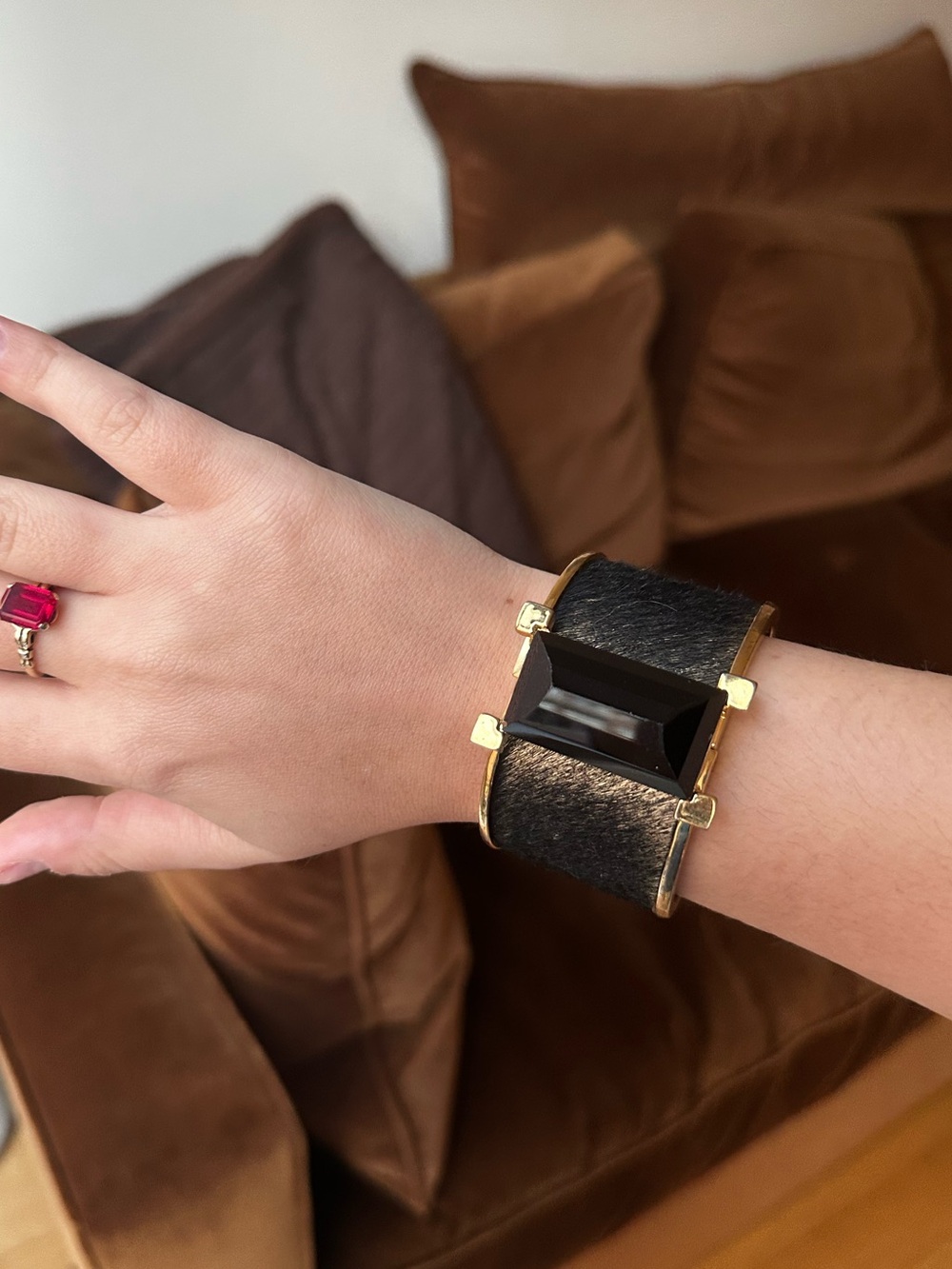 KARA by Kara Ross Gold-Tone & Black Pony Hair Cuff Bracelet